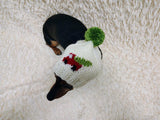 Car Christmas tree Dog Hat PomPom, Designer Pet Party Clothes outfit, Warm Winter knitted Dachshund cap with Pattern, gift for dogs lover