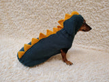 Dachshund hoodie dinosaur knitted animal clothes for pets, dog Halloween outfit Costume