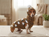 Pet costume with sheep sweater and hat with pompom, dog warm wool set clothes with sheep ram
