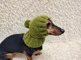 Angora Super Warm Dog Hat with Pom-Pom, Knitted Costume Pet Clothes Warm Cap Closed Ears for Dachshund beanie