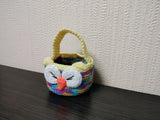 Crochet Miniature Owl Basket, Rainbow Easter Candy Bowl with Handle, Tiny Nursery Storage Bin, Cute Ring Dish, Kawaii Hanging Car Decor, Baby Shower Gift