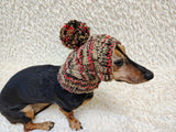 Cute Knit Dog Balaclava with Pom-Pom | Warm Winter Pet Snood