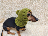 Angora Super Warm Dog Hat with Pom-Pom, Knitted Costume Pet Clothes Warm Cap Closed Ears for Dachshund beanie