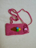 Ice Cream Knitted Phone Crossbody Bag | Cute Summer Smartphone Sleeve with Strap | Handmade Sweet Dessert Tech Pouch | Fun Birthday Gift for Her
