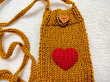 Heart Knitted Phone Crossbody Bag | Crochet Valentine Gift for Her | Small Romantic Smartphone Purse with Heart Decor | Made with Love Phone Sleeve