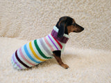 Handmade Knit Dachshund Sweater - Colorful Striped Dog Clothes