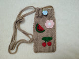 Handmade Knit Phone Purse • Y2K Aesthetic Phone Cover • Small Crossbody Pouch for Cellphone