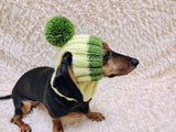 Cute Hand-Knitted Dachshund Snood and Pom-Pom Beanie Set - Cozy Dog Hat and Neck Warmer