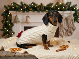 Christmas Dog Sweater, Aran Knit Bow, Deer Decoration