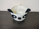 Crochet Panda Basket, Black and White Bear Nursery Storage Bin, Cute Makeup Brush Holder, Small Yarn Bowl, Kawaii Room Decor, Baby Shower Gift