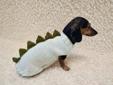 Knitted Dachshund Sweater with Dino Spikes, Wiener Dog Clothes, Custom Doxie Knitwear, Dinosaur Dog Costume, Small Dog Winter Sweater