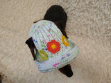 Crochet Dog Sun Hat with Flower Appliqué - Handmade Dachshund Bucket Hat - Floral Pet Summer Accessory - Cute Dog Bonnet with Ear Holes