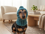 Angora Super Warm Dog Hat with Pom-Pom, Knitted Costume Pet Clothes Warm Cap Closed Ears for Dachshund beanie