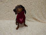 Wool Heart sweater with arans for a dog, dachshund warm clothes jumper with Cable