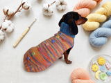 Wool Coat with Flowers and Ladybug for Pets - Winter Wool Sweater for Dogs with Collar - Dachshund Warm Clothes Jumper