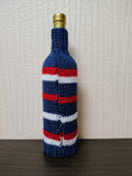 Nautical Striped Wine Bottle Cozy with Anchor Accent