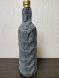 Handmade Knitted Wine Bottle Cover with Cable Stitch – Aesthetic Gift Decor