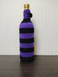 Purple Witch Halloween Wine Bottle Cover | Knit Striped Cozy