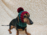 Cute Hand-Knitted Dachshund Snood and Pom-Pom Beanie Set - Cozy Dog Hat and Neck Warmer