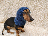 Angora Super Warm Dog Hat with Pom-Pom, Knitted Costume Pet Clothes Warm Cap Closed Ears for Dachshund beanie