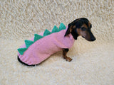 Handmade Dinosaur Sweater for Dachshunds – Knitted Pet Costume