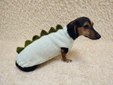 Knitted Dachshund Sweater with Dino Spikes, Wiener Dog Clothes, Custom Doxie Knitwear, Dinosaur Dog Costume, Small Dog Winter Sweater