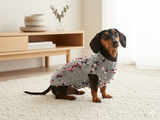 Gray Floral Mini Dachshund Jumper, Dog Coat, Clothes Dog Sweater