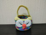 Crochet Miniature Owl Basket, Rainbow Easter Candy Bowl with Handle, Tiny Nursery Storage Bin, Cute Ring Dish, Kawaii Hanging Car Decor, Baby Shower Gift