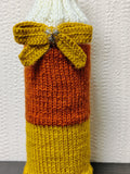 Candy Corn Wine Bottle Cover | Knit Autumn Fall Table Decor