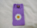 Crochet Daisy Phone Sock, Knitted Smartphone Sleeve with Flower Phone Pouch, Boho Cell Phone Case, Handmade Gift for Her