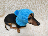 Angora Super Warm Dog Hat with Pom-Pom, Knitted Costume Pet Clothes Warm Cap Closed Ears for Dachshund beanie
