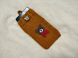 Bear Phone Sleeve, Universal Crochet Cell Phone Pouch 6.7x3.5", Cute Teddy Bear Phone Case, Soft Yarn Sock for iPhone Samsung, Cozy Gift