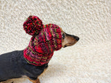 Cute Pom-Pom Dog Snood Hat | Soft Hand-Knit Dog Balaclava Hood