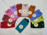 Crochet Daisy Phone Sock, Knitted Smartphone Sleeve with Flower Phone Pouch, Boho Cell Phone Case, Handmade Gift for Her
