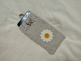 Crochet Daisy Phone Sock, Knitted Smartphone Sleeve with Flower Phone Pouch, Boho Cell Phone Case, Handmade Gift for Her