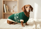 Christmas dog sweater with deer and snowflakes