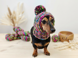 Cozy Hand-Knit Dog Winter Hat | Premium Dog Balaclava Snood