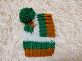 Multi-Color Striped Dog Snood: Hand-Knit Pom-Pom Beanie for Dachshunds