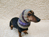 8 color Alpaca tweed striped Dog Hat, Knitted Set Warm Pet Clothes outfit apparel, Closed Ear Cap for Dachshunds beanie