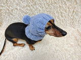 Angora Super Warm Dog Hat with Pom-Pom, Knitted Costume Pet Clothes Warm Cap Closed Ears for Dachshund beanie