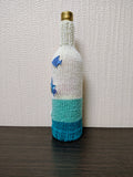 Starfish Knitted Wine Bottle Cover - Ocean Shells Cozy, Beach House Table Decor, Coastal Gift for Sea Lovers