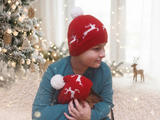 Angora Wool Christmas Deer Mom and Dog Hat Set, Housewife and Pet Hat Set, Dog Lover Gift