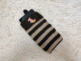 Cute Animal Companion Knit Phone Case | Striped Phone Sleeve-Handmade Knit Animal Phone Pouch | Cozy Stretchy Phone Sock