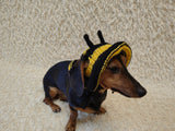 Bee Dog Bucket Hat, summer panama cap with open ears dachshund, pet clothes photo shoot gift dog's mom