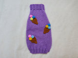 Dog Sweater with Ice Cream, Knitted Puppy Clothes, Cute Small Dog Clothes, Handmade Pet Sweater, Ice Cream Cone Dog Outfit