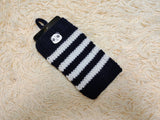 Cute Animal Companion Knit Phone Case | Striped Phone Sleeve-Handmade Knit Animal Phone Pouch | Cozy Stretchy Phone Sock