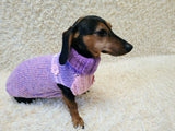 Handmade Knit Dachshund Sweater - Purple Floral Dog Jumper