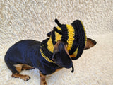 Bee Dog Bucket Hat, summer panama cap with open ears dachshund, pet clothes photo shoot gift dog's mom