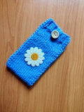 Crochet Daisy Phone Sock, Knitted Smartphone Sleeve with Flower Phone Pouch, Boho Cell Phone Case, Handmade Gift for Her