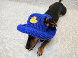 Duck dog hat Summer sun with holes for ears. Hand knitted sun cap dachshund. Stylish Pet Photo Props and Gift Dog Moms